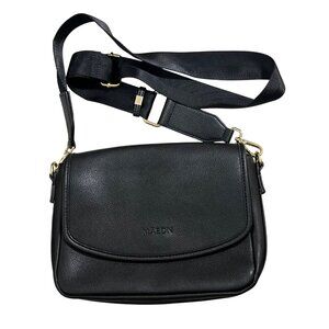Maedn Everyday Crossbody purse back vegan leather black wide strap